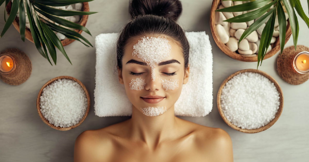 Woman receiving a SaltFacial treatment in Hollidaysburg, PA